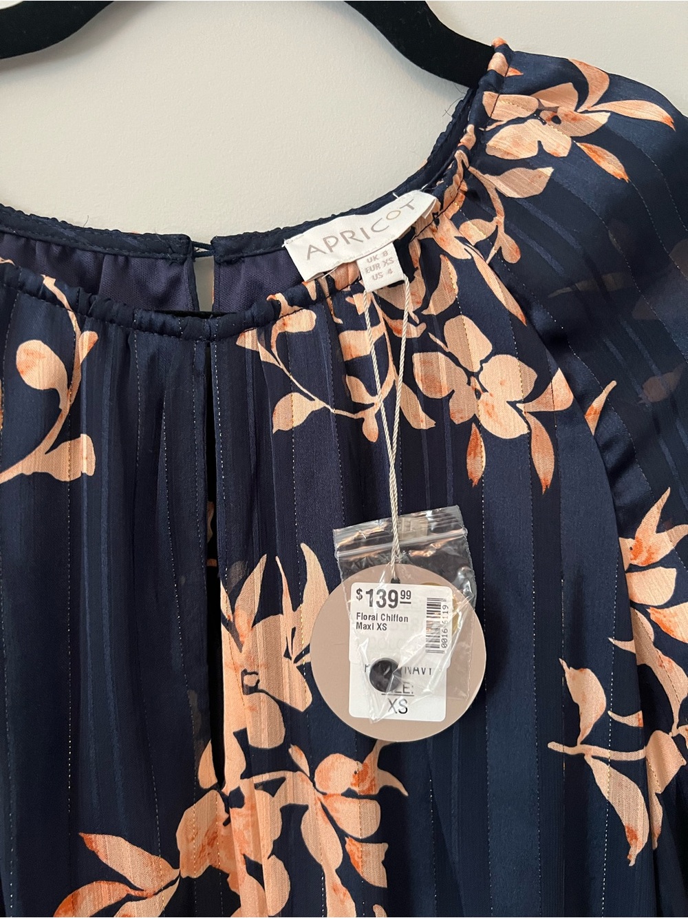 APRICOT Navy Maxi Dress with Tan Floral Print BNWT - Picture 2 of 2